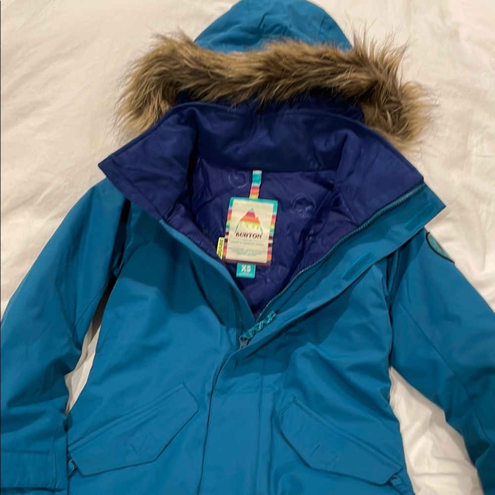 Burton Kids' Blue Jacket with Faux Fur Hood